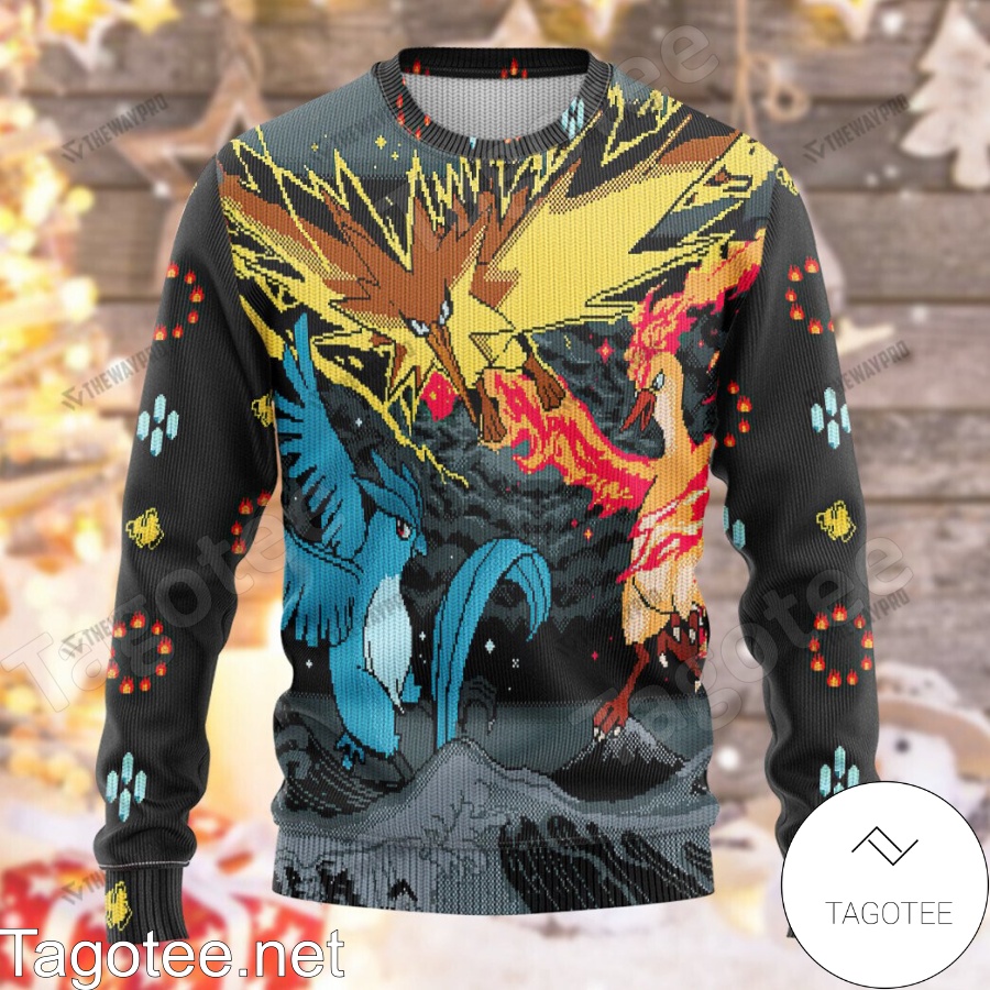 Flying Articuno Zapdos Moltres Pokemon Ugly Christmas Sweater