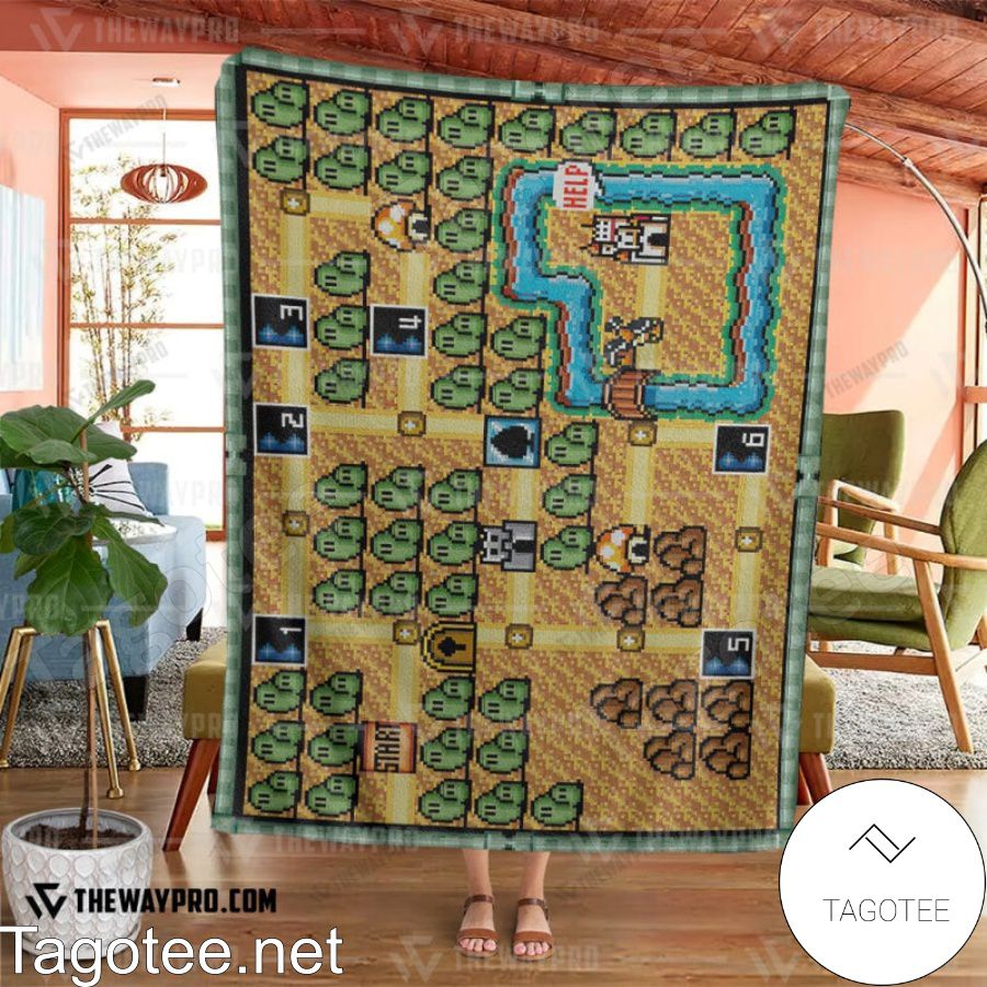 Game Super Mario Bros. 3 World 1 Map Blanket Quilt a