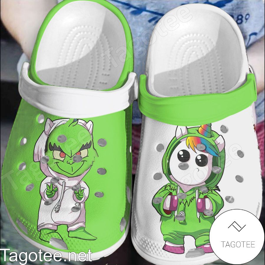 Grinch And Unicorn Costume Crocs Clogs