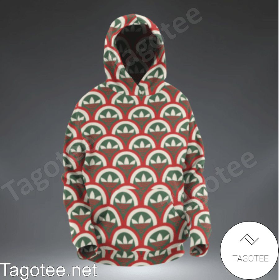 Gucci Adidas Umbrella Red Green Pattern Hoodie