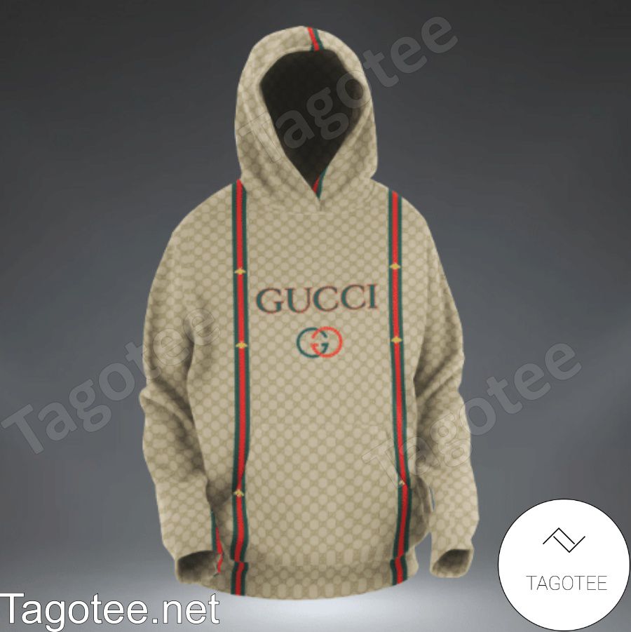 Gucci Bee On Stripe Beige Hoodie