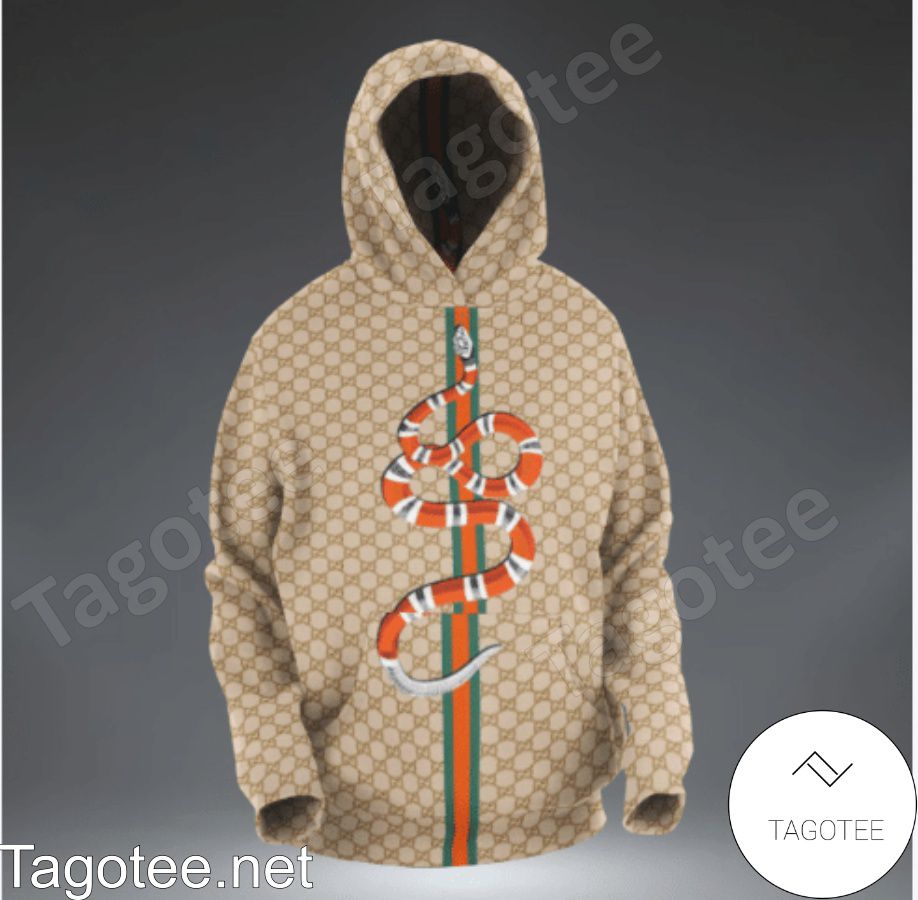 Gucci Orange Snake On Stripe Hoodie