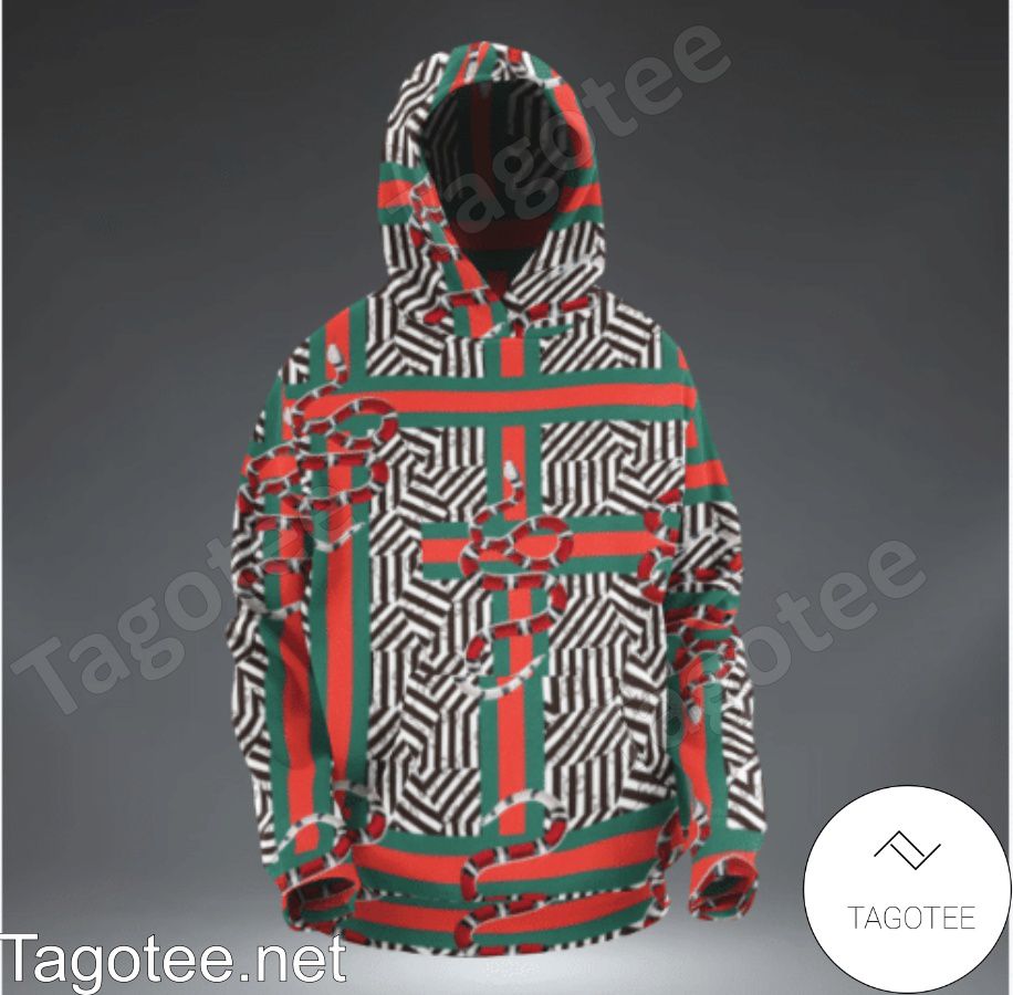 Gucci Snake Color Stripe Geometric Hoodie