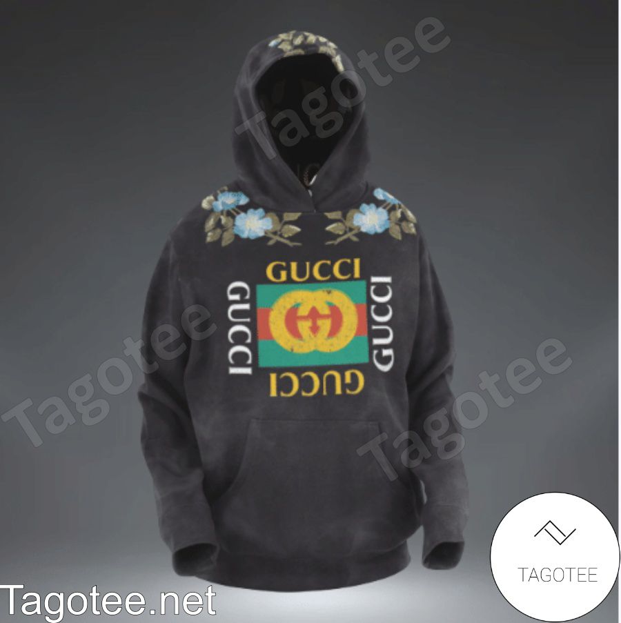 Gucci Square Logo Blue Flower Hoodie