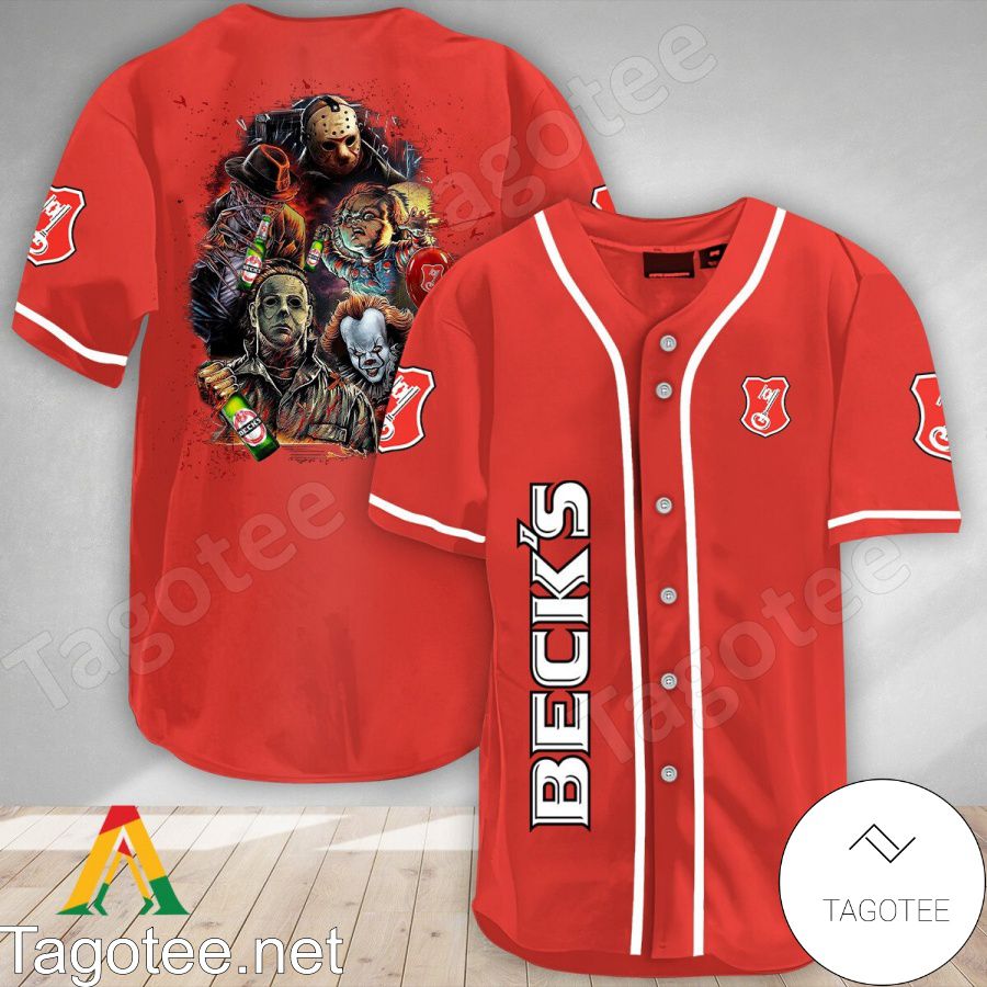 Halloween Horror Characters Beck's Beer Baseball Jersey