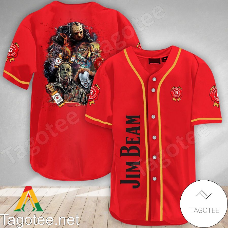 Halloween Horror Characters Jim Beam Baseball Jersey