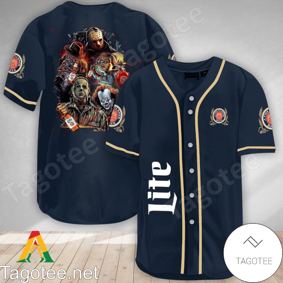 Halloween Horror Characters Miller Lite Baseball Jersey