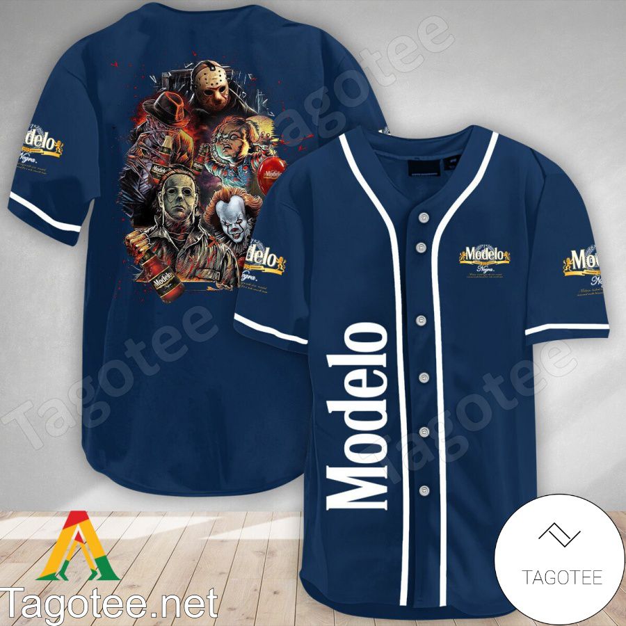 Halloween Horror Characters Modelo Beer Baseball Jersey