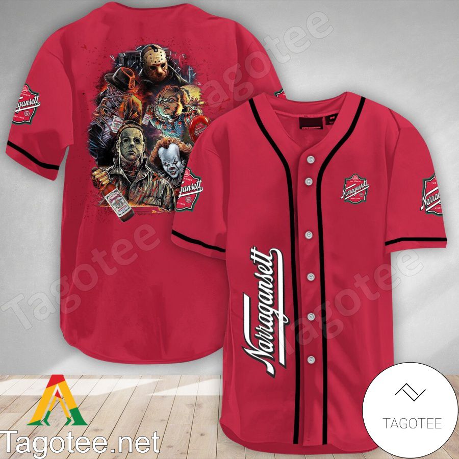 Halloween Horror Characters Narragansett Beer Baseball Jersey