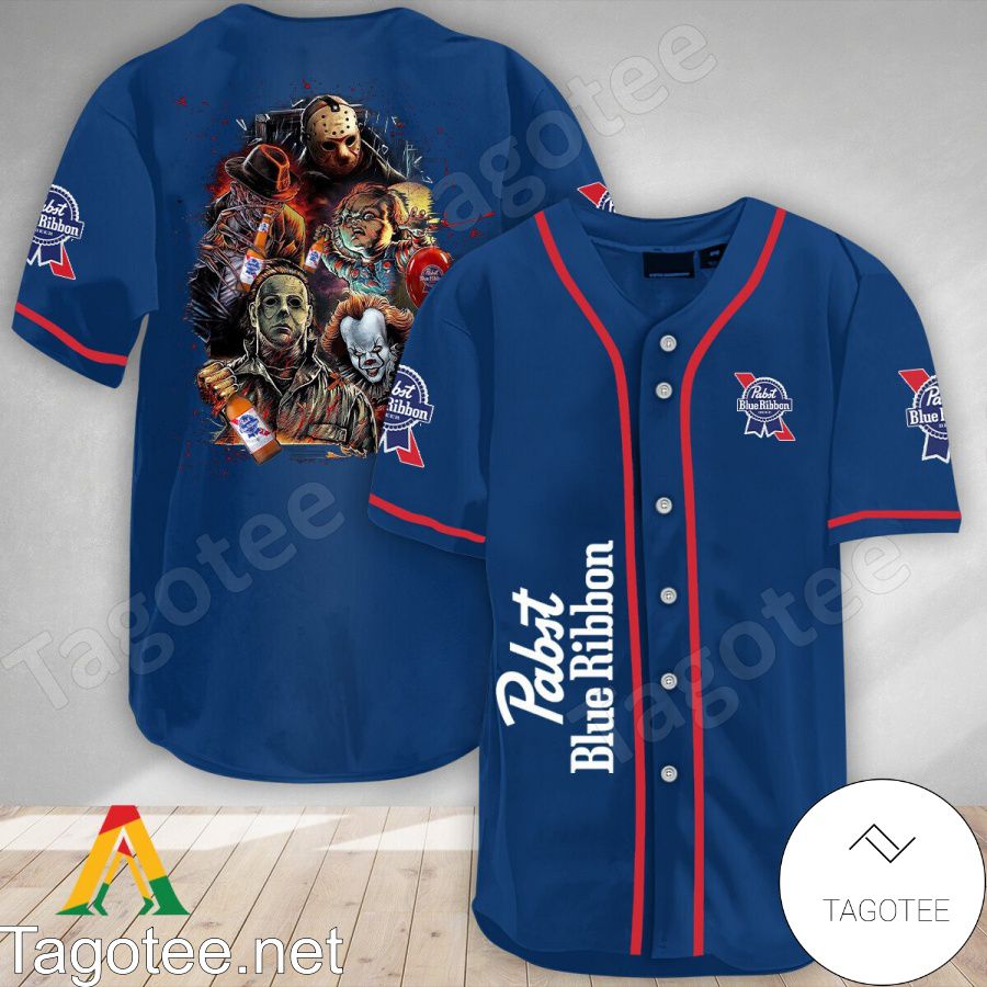 Halloween Horror Characters Pabst Blue Ribbon Baseball Jersey