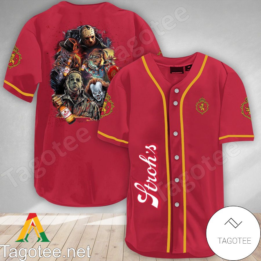 Halloween Horror Characters Stroh's Beer Baseball Jersey