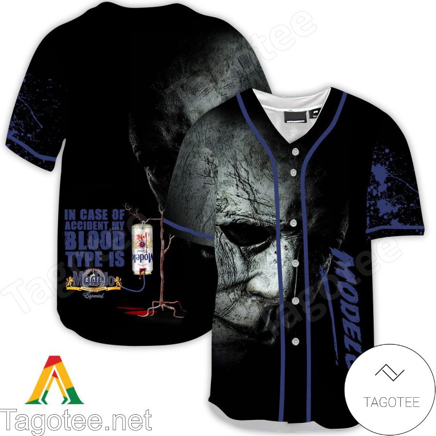 Halloween Horror Michael Myers Modelo Beer In Case Of Accident My Blood Type Is Baseball Jersey