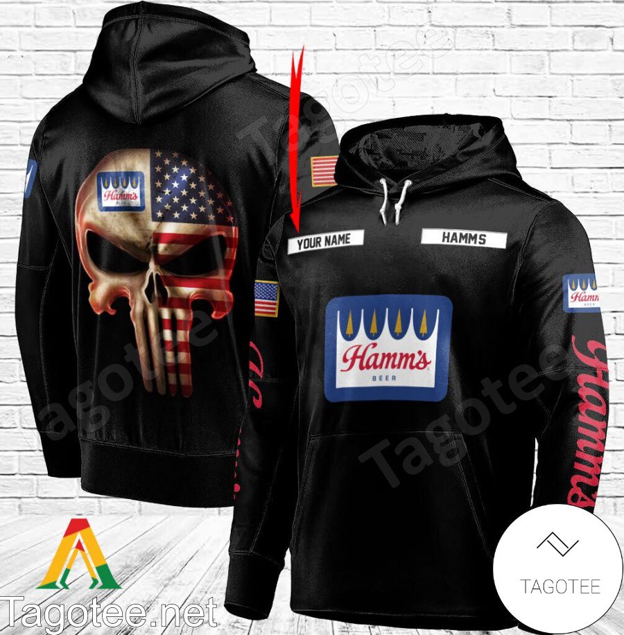 Hamm's Beer Punisher Skull USA Flag Personalized Hoodie