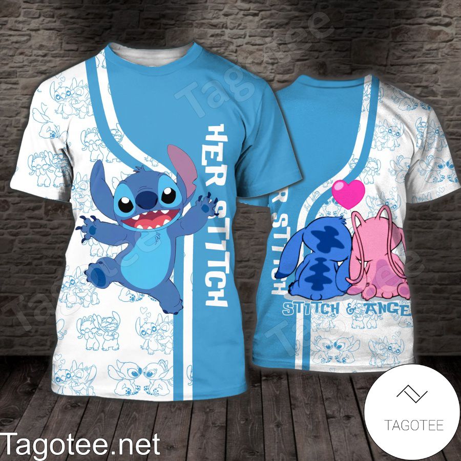 Her Stitch Angel Blue And White Shirt, Tank Top And Leggings a