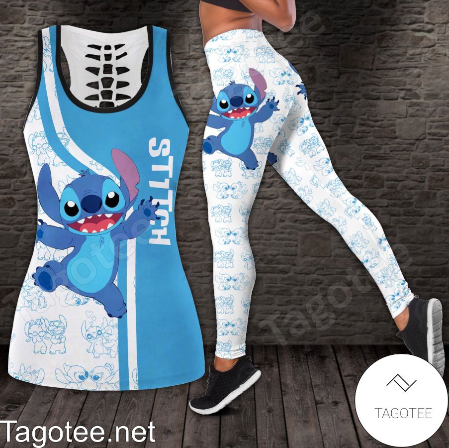 Her Stitch Angel Blue And White Shirt, Tank Top And Leggings