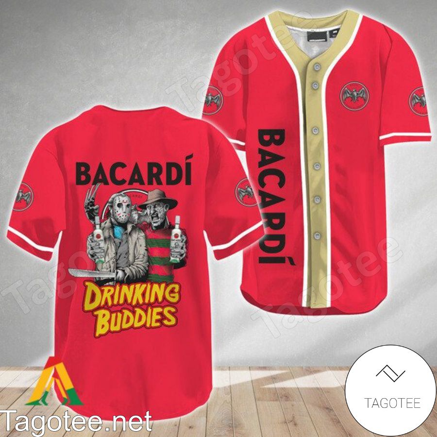 Horror Freddy And Jason Bacardi Rum Drinking Buddies Baseball Jersey