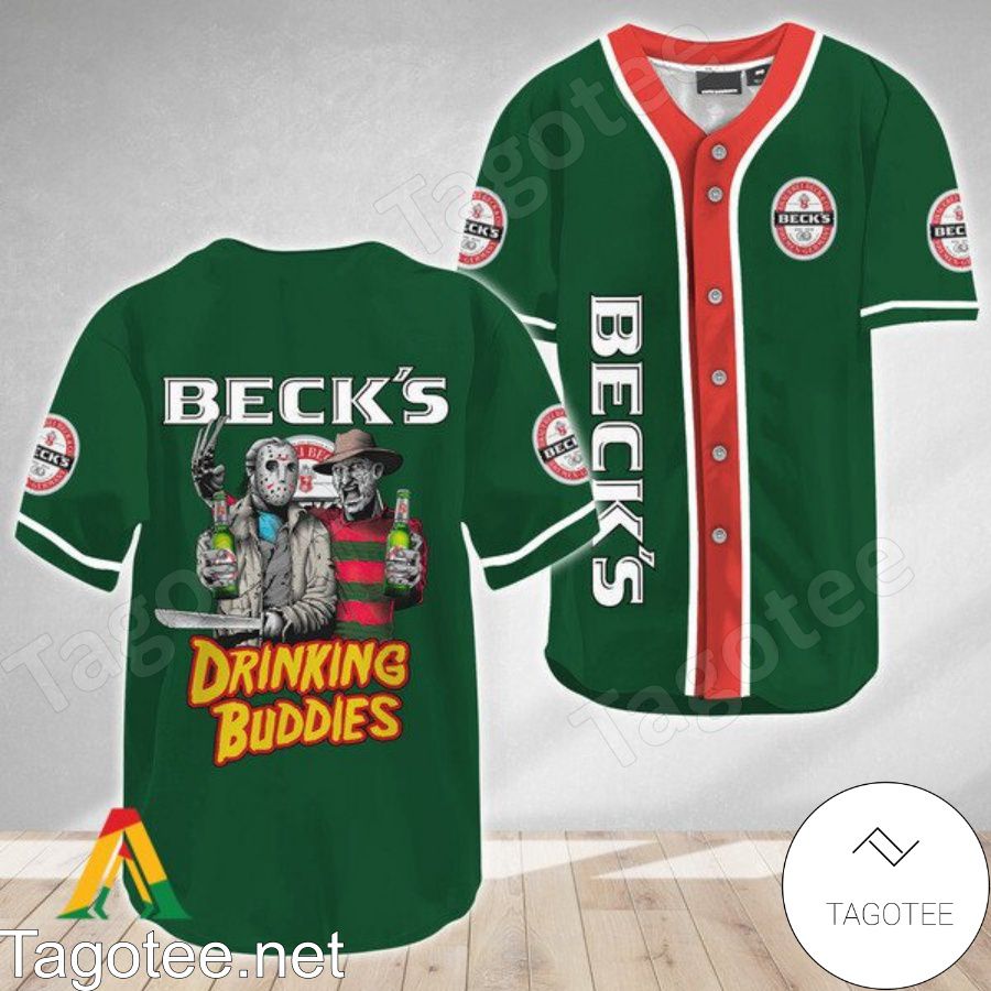 Horror Freddy And Jason Beck's Beer Drinking Buddies Baseball Jersey