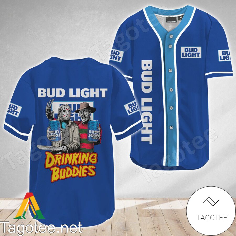 Horror Freddy And Jason Bud Light Drinking Buddies Baseball Jersey