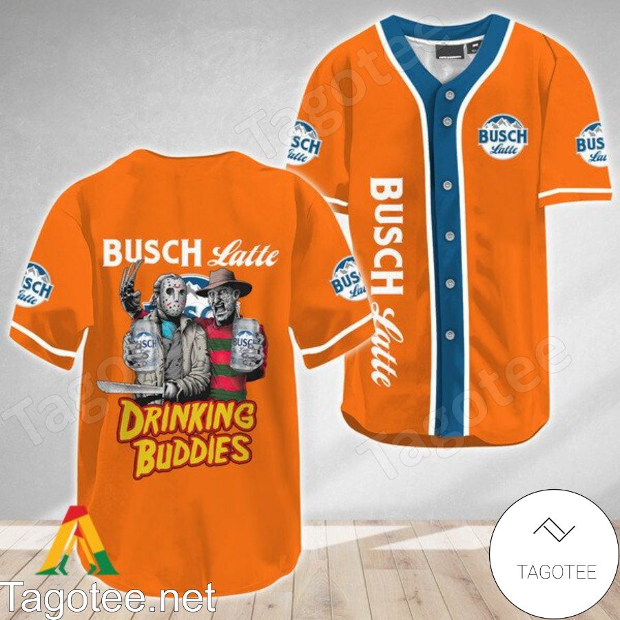 Horror Freddy And Jason Busch Latte Drinking Buddies Baseball Jersey