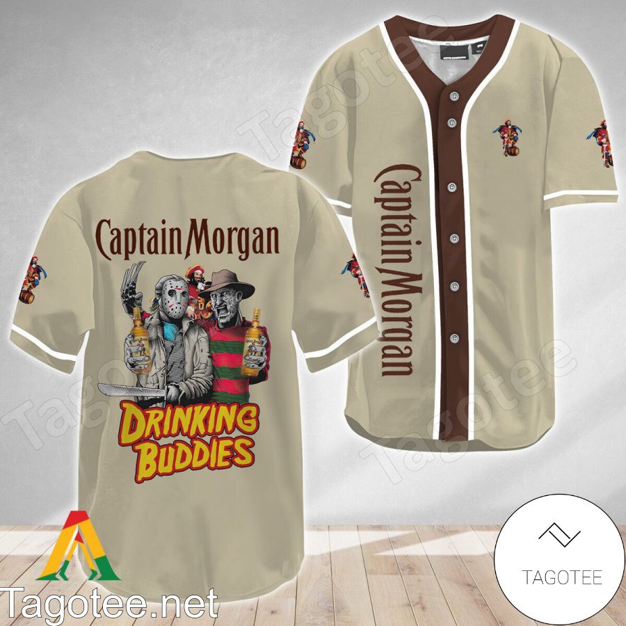 Horror Freddy And Jason Captain Morgan Drinking Buddies Baseball Jersey