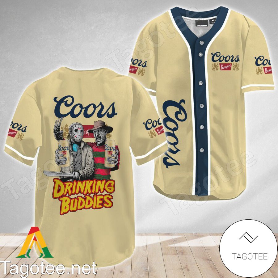 Horror Freddy And Jason Coors Banquet Drinking Buddies Baseball Jersey