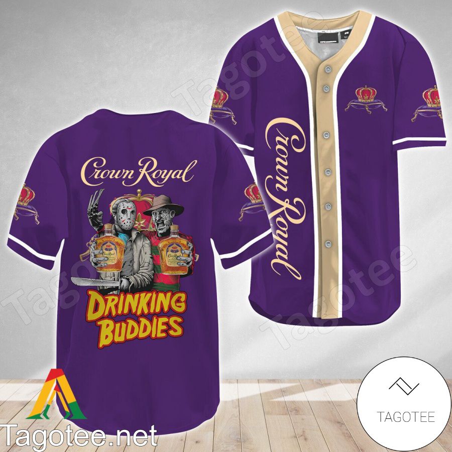 Horror Freddy And Jason Crown Royal Drinking Buddies Baseball Jersey