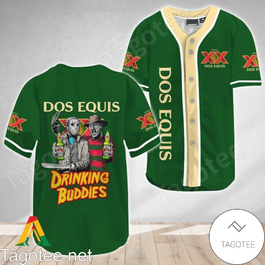 Horror Freddy And Jason Dos Equis Drinking Buddies Baseball Jersey