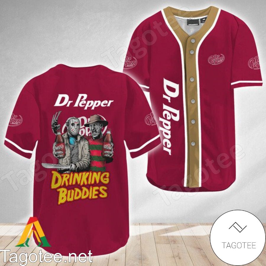 Horror Freddy And Jason Dr Pepper Drinking Buddies Baseball Jersey