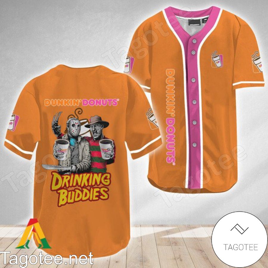 Horror Freddy And Jason Dunkin Donuts Drinking Buddies Baseball Jersey