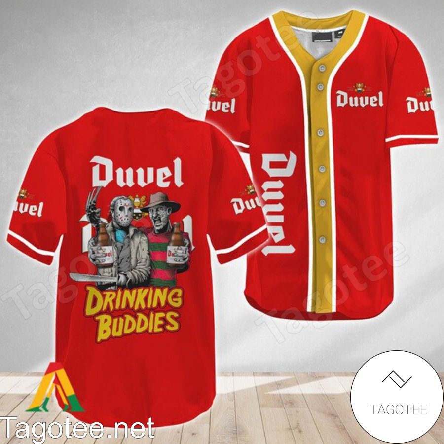 Horror Freddy And Jason Duvel Beer Drinking Buddies Baseball Jersey