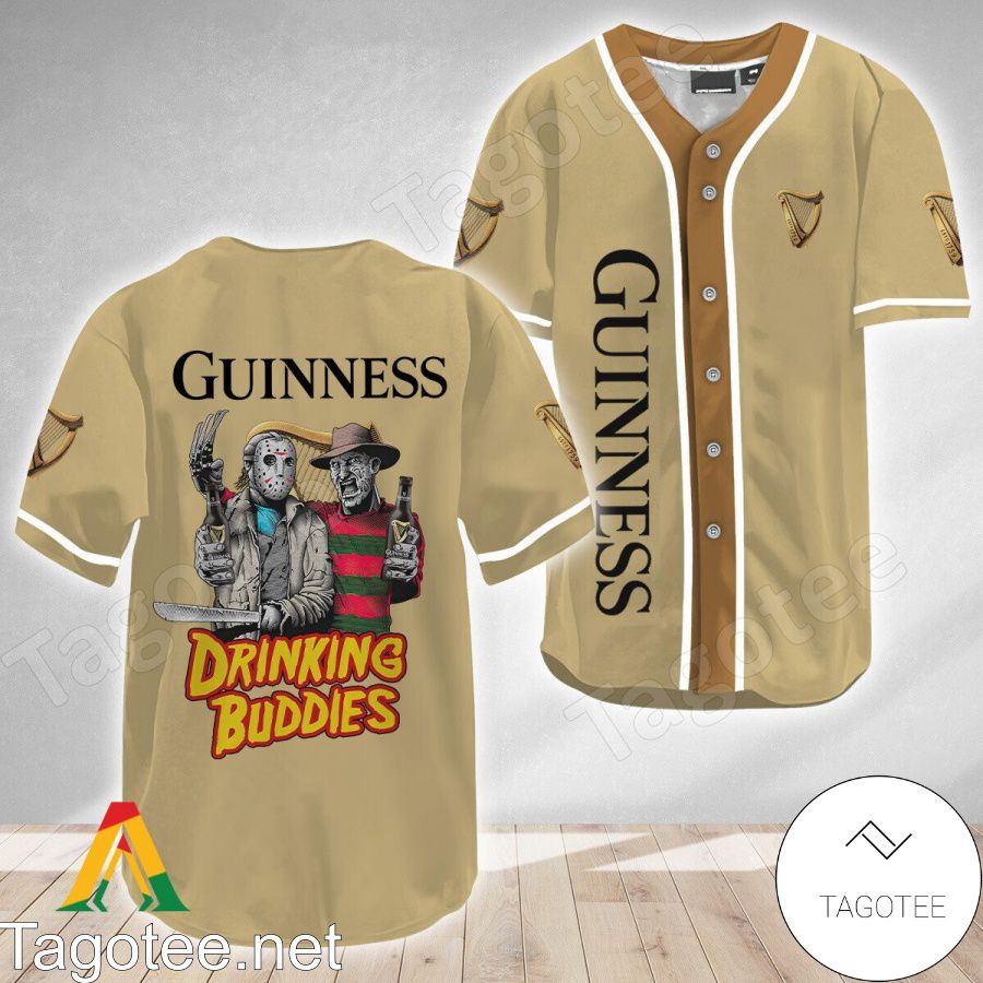 Horror Freddy And Jason Guinness Beer Drinking Buddies Baseball Jersey