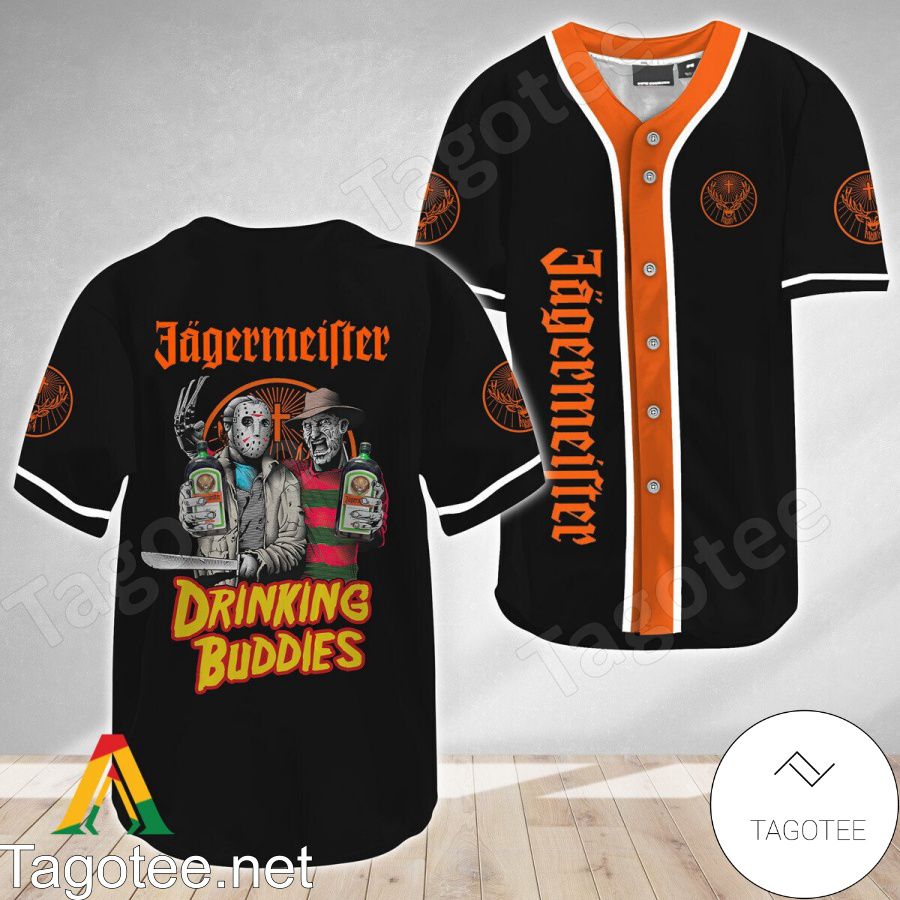 Horror Freddy And Jason Jagermeister Drinking Buddies Baseball Jersey