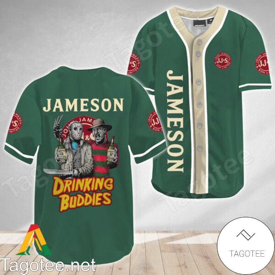 Horror Freddy And Jason Jameson Whiskey Drinking Buddies Baseball Jersey