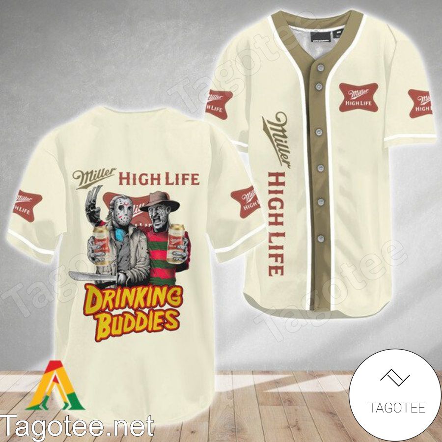 Horror Freddy And Jason Miller High Life Drinking Buddies Baseball Jersey