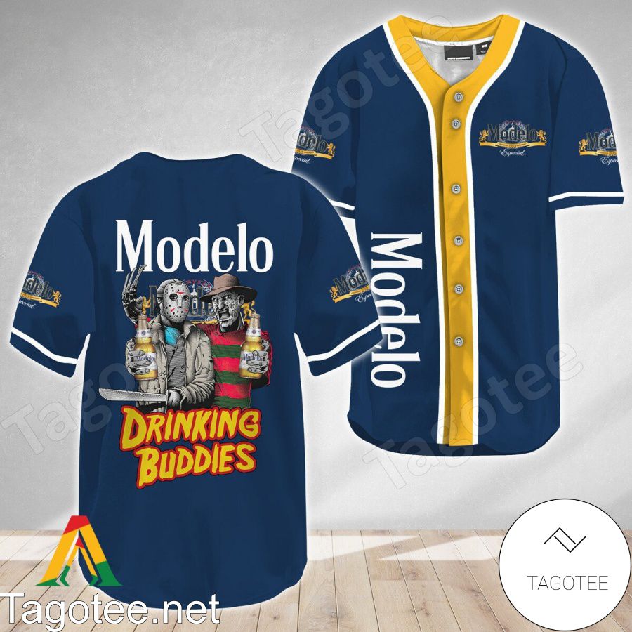 Horror Freddy And Jason Modelo Drinking Buddies Baseball Jersey