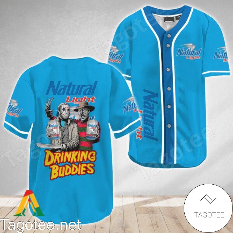 Horror Freddy And Jason Natural Light Drinking Buddies Baseball Jersey