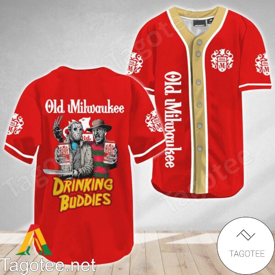 Horror Freddy And Jason Old Milwaukee Drinking Buddies Baseball Jersey