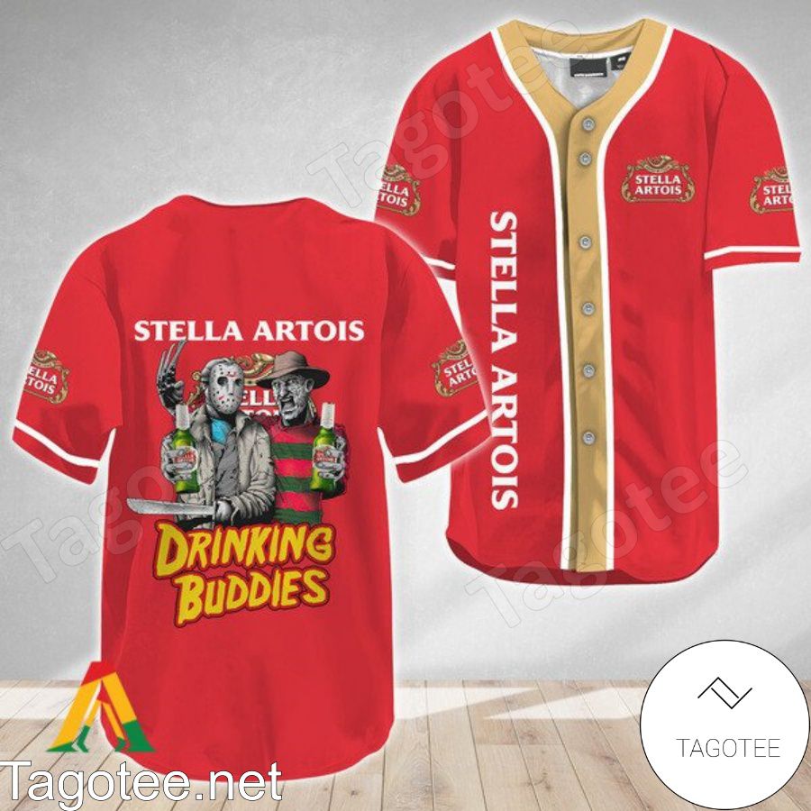 Horror Freddy And Jason Stella Artois Drinking Buddies Baseball Jersey