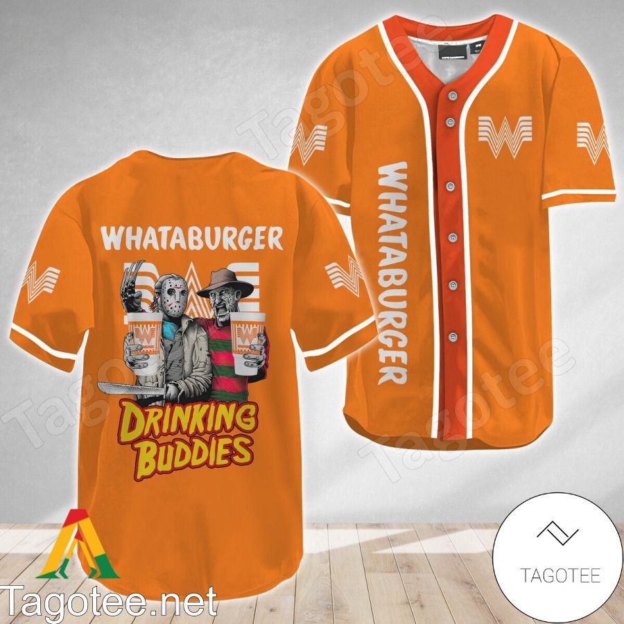 Horror Freddy And Jason Whataburger Drinking Buddies Baseball Jersey