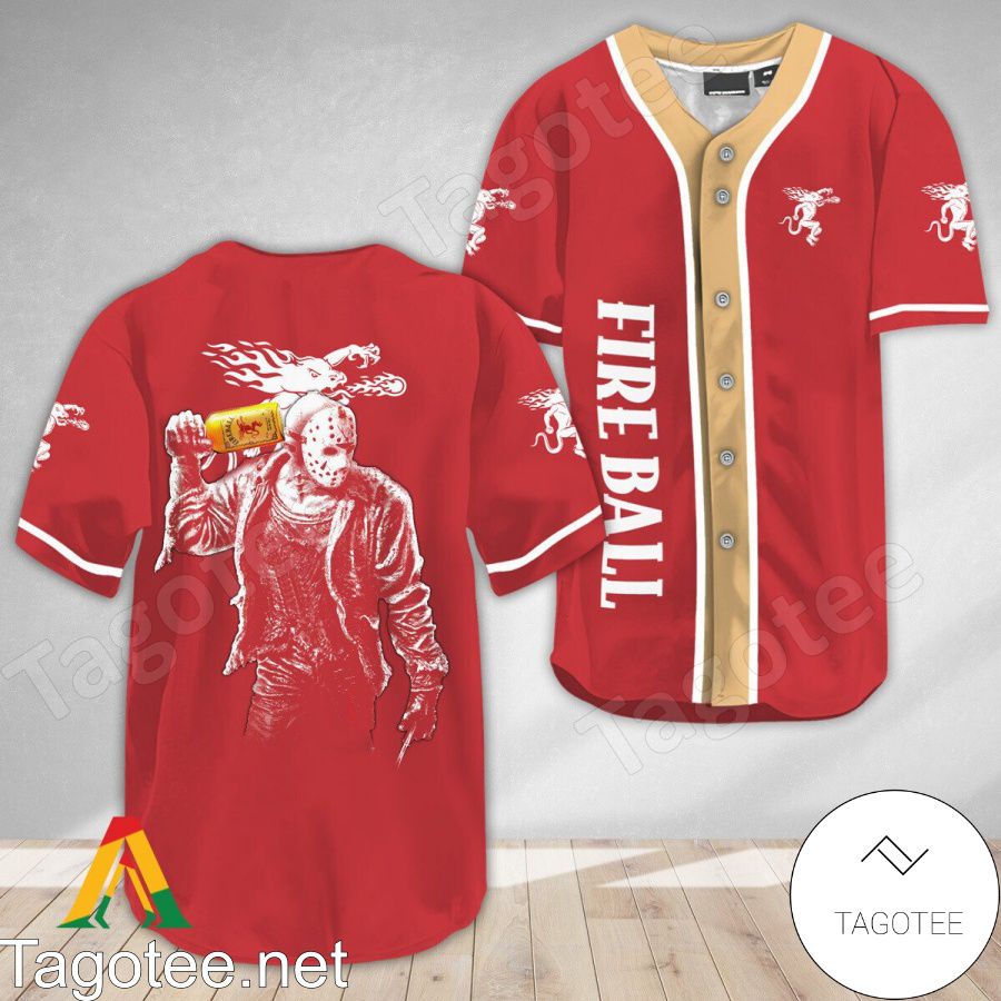 Horror Jason Voorhees Fireball Whiskey Baseball Jersey