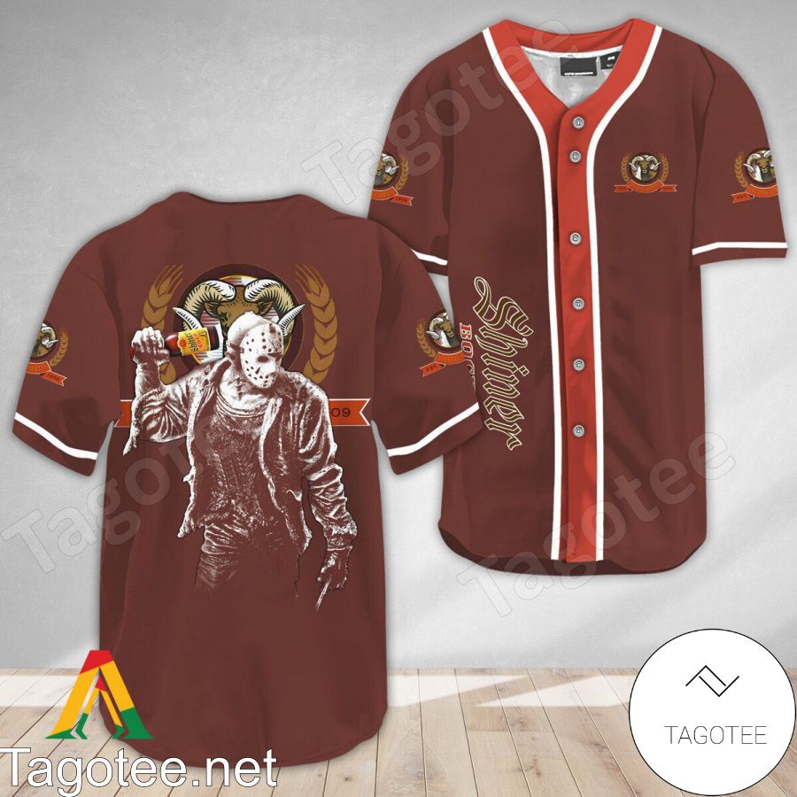 Horror Jason Voorhees Shiner Bock Beer Baseball Jersey