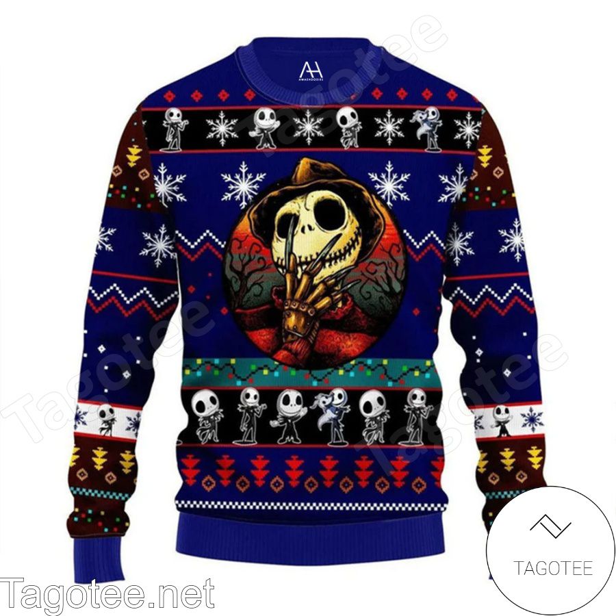 Jack Skellington As Freddy Krueger Ugly Christmas Sweater