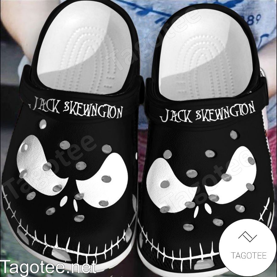 Jack Skellington Face Black Crocs Clogs