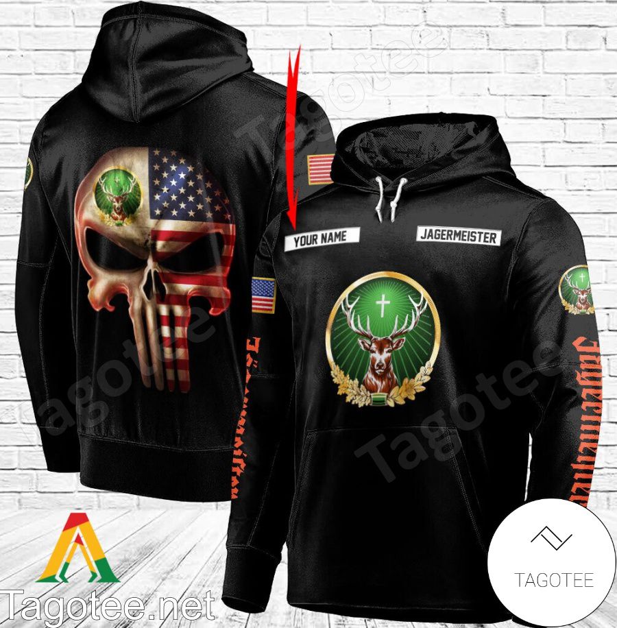 Jagermeister Punisher Skull USA Flag Personalized Hoodie