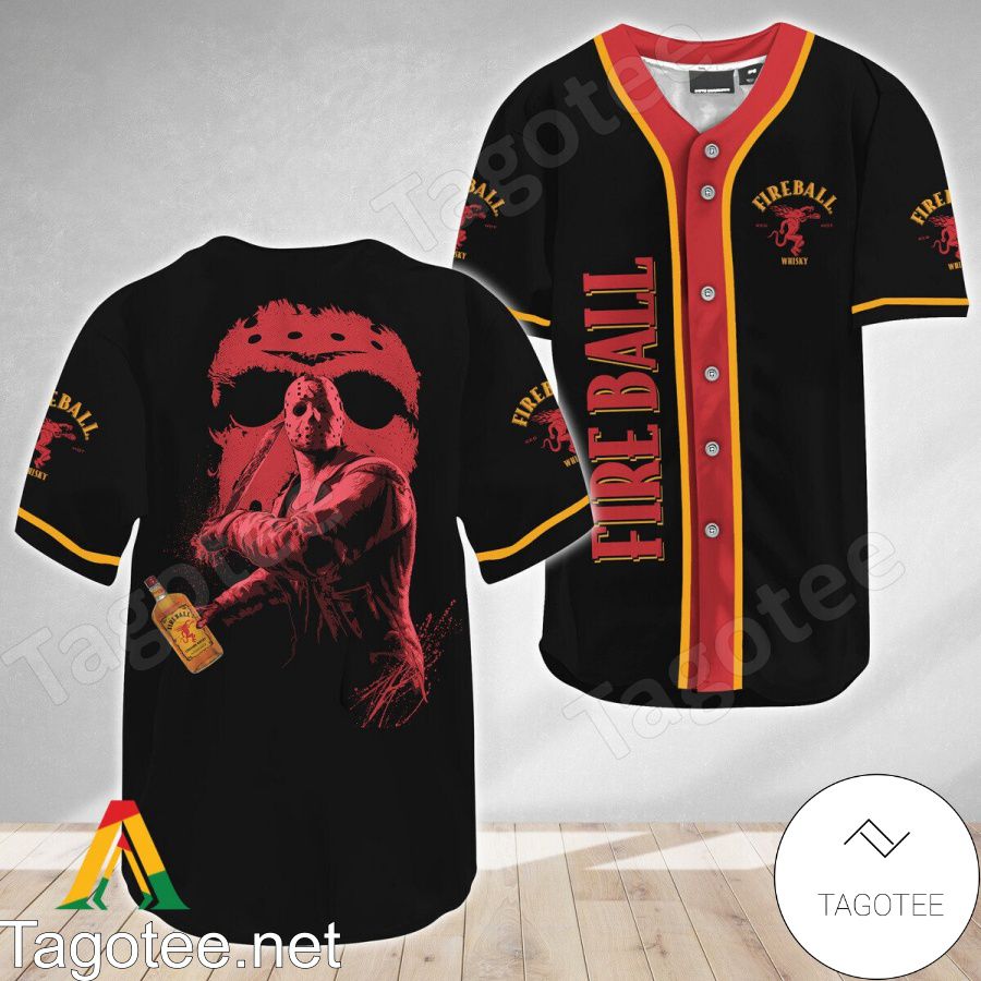 Jason Voorhees Friday The 13th Fireball Whiskey Baseball Jersey