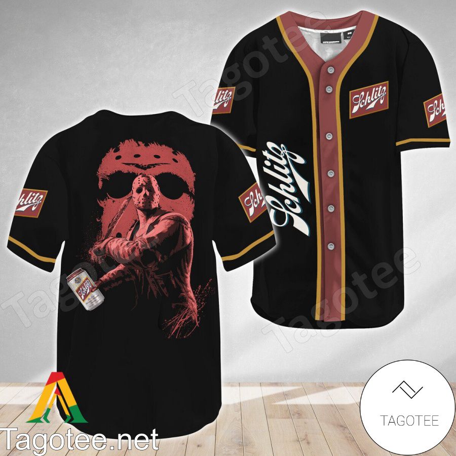 Jason Voorhees Friday The 13th Schlitz Beer Baseball Jersey