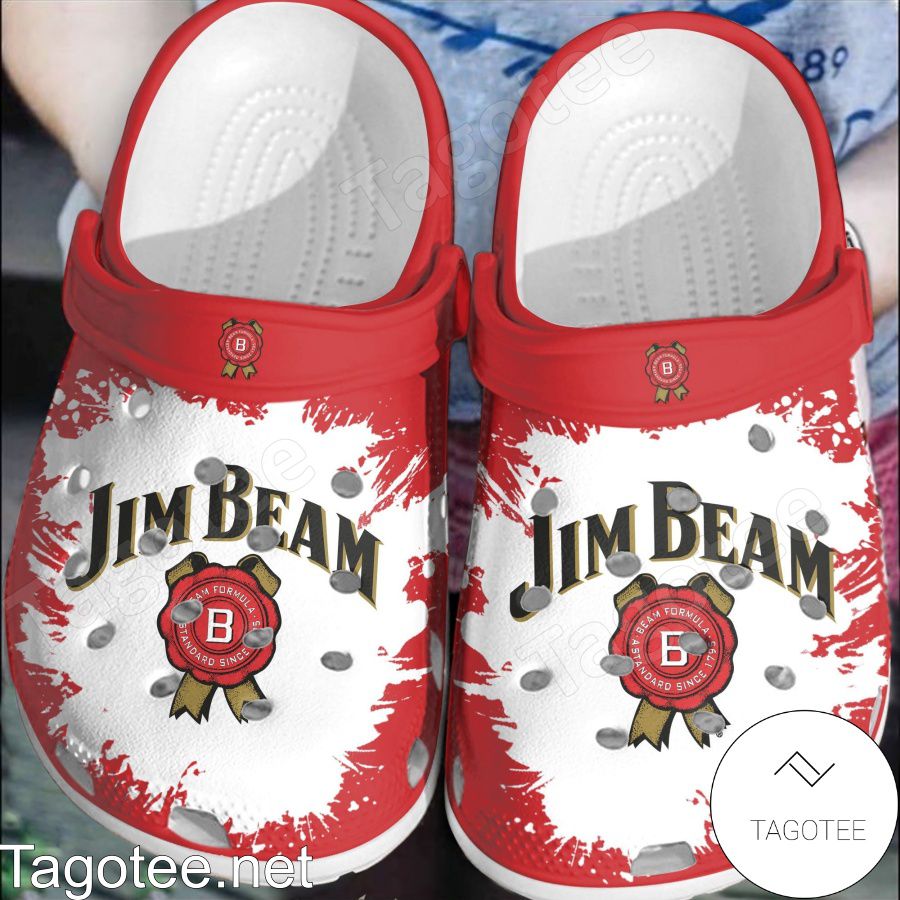 Jim Beam Logo Red Splash Crocs Clogs