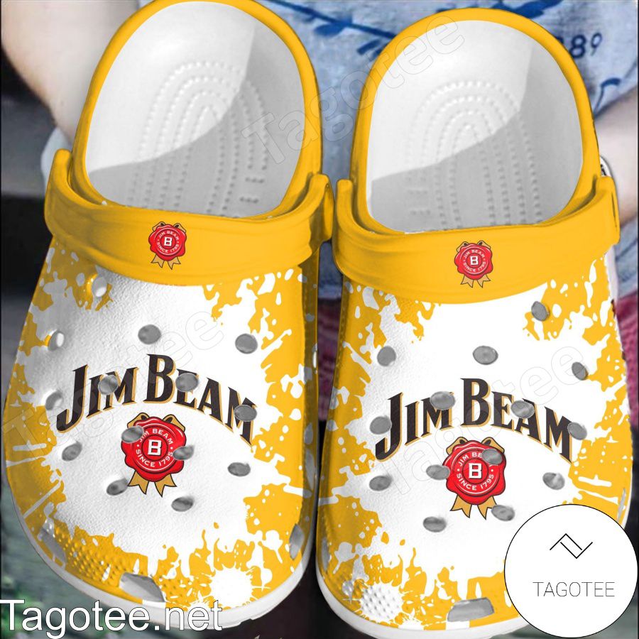 Jim Beam Logo Yellow Splash Crocs Clogs