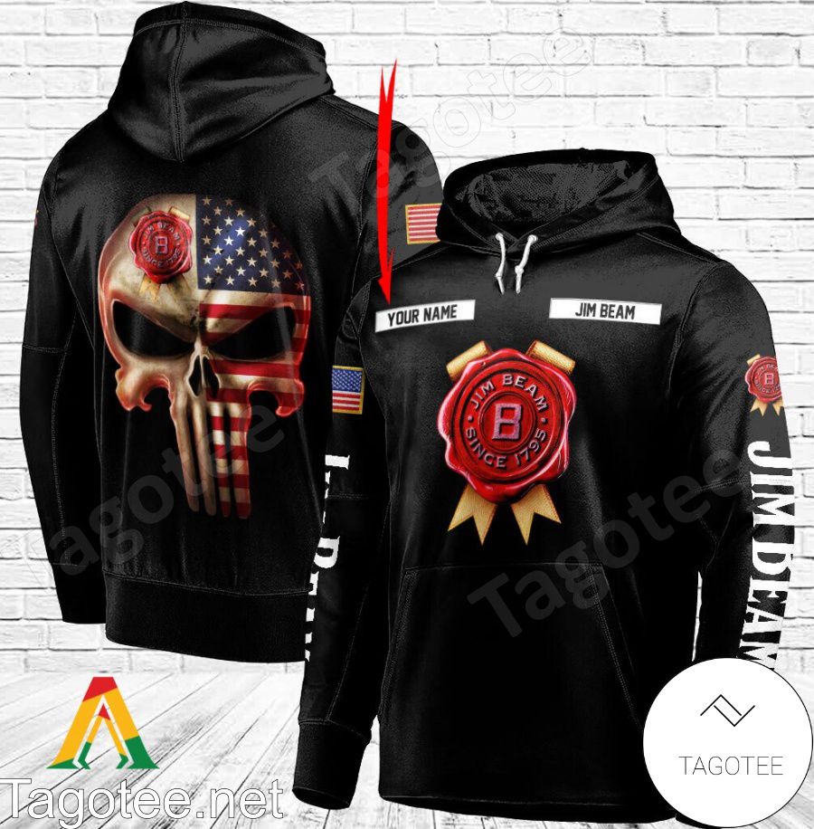 Jim Beam Punisher Skull USA Flag Personalized Hoodie