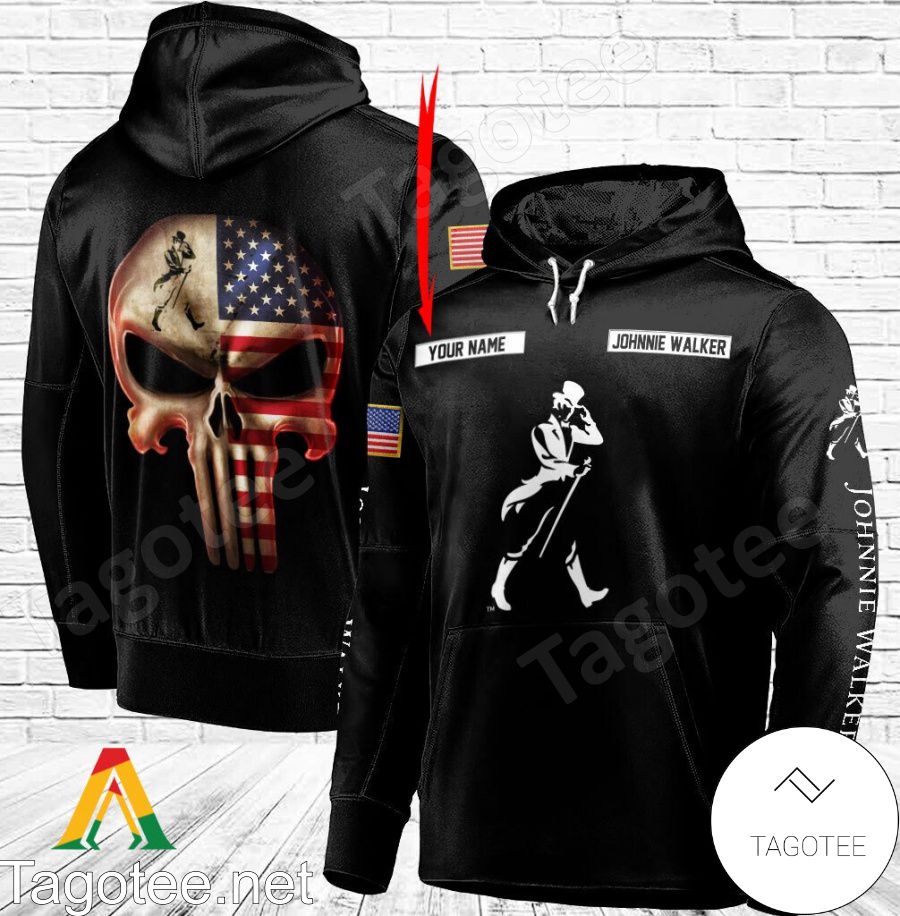 Johnnie Walker Punisher Skull USA Flag Personalized Hoodie